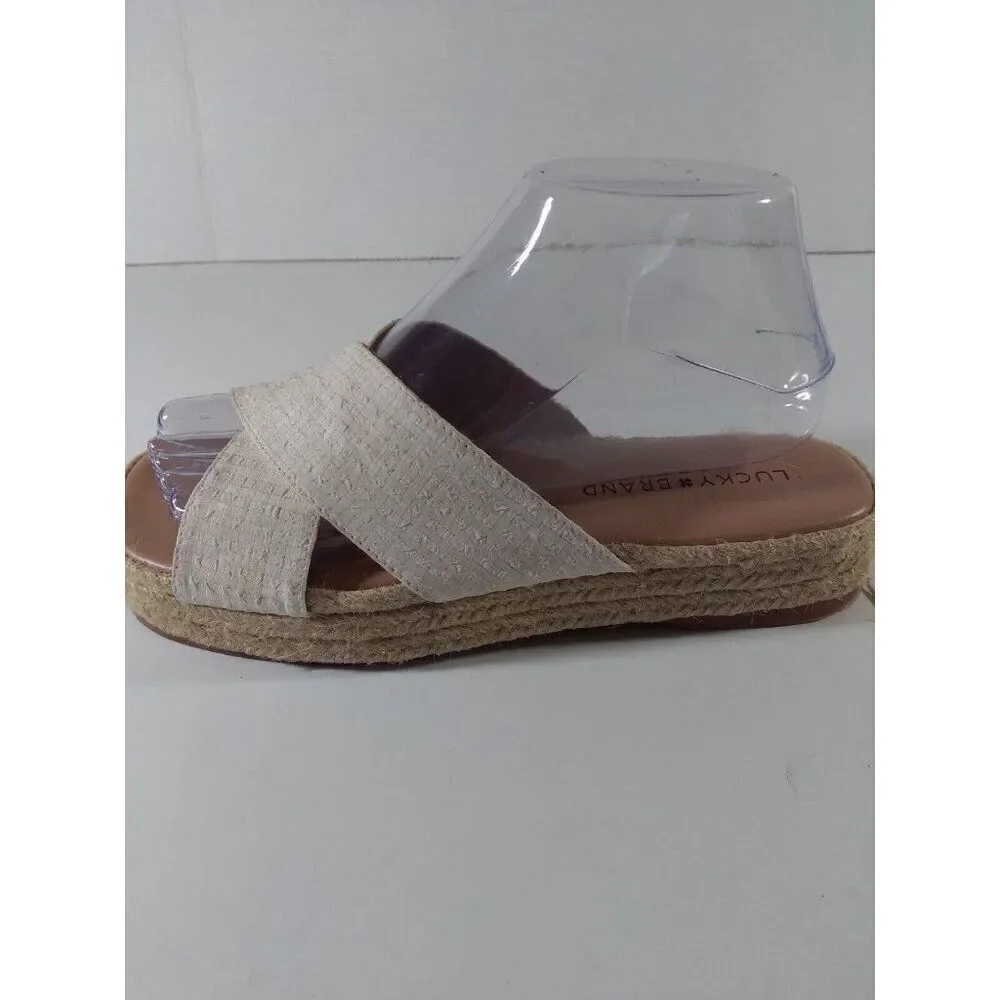 Lucky Brand Espadrille Sandals Tan Fabric Sz 7 M